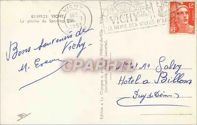A piscina do Sporting em Vichy — Edição « La Cigogne » — Verso