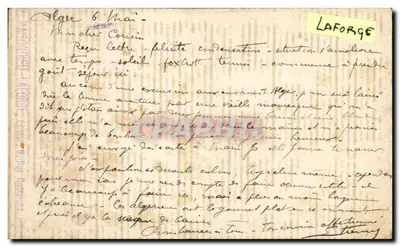 Deserto Argelino — silhueta de um pastor e de um camelo — P. Laforgue — Verso