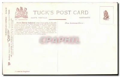 Oxford — Katedra Christ Church i Tom Tower — Tuck's Post Card, Seria II — Rewers