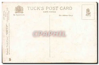 Natureza morta — objetos metálicos e vidro — Tuck's Post Card, série 3172 — Verso