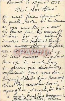 Giovane donna in abito colorato — scena di balcone con colonna — E.M. 617 — Verso