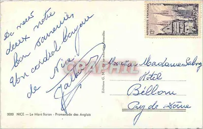 Nice — O Monte Boron — Promenade dos Ingleses — Edições G. M. — Verso