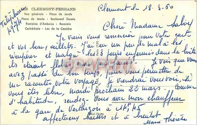 Clermont-Ferrand — vista geral — editor C.P.A. n°1269 — Verso