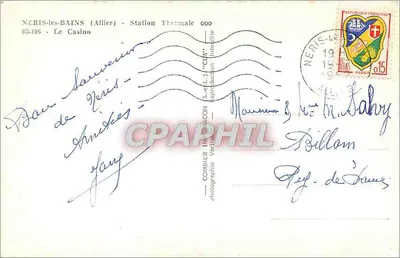 Néris-les-Bains — O Casino — Combière Impressão — Verso