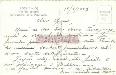 Agen (L.-et-G.) — Vista dos morros, a Garonne e o Pont-Canal — Éditions du Lac Méridional — Verso