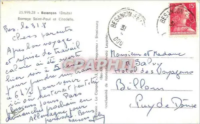 Diglio di Saint-Paul e Cittadella — Besançon (Doubs) — La Cigogne — Verso