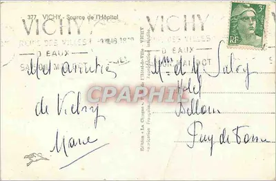 Vichy - Fonte do Hospital — Edição La Chigogne, n°377 — Verso