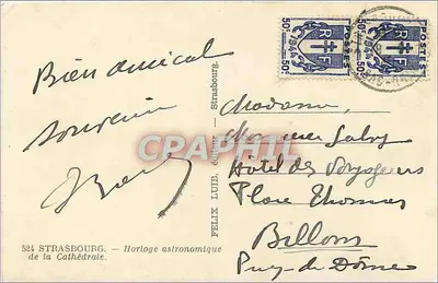 Estrasburgo — Relógio astronômico da Catedral — Felix LUB, editor — Verso