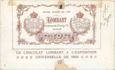 Monumentale Poort (Cours-La-Reine) — Wereldtentoonstelling van 1900 — Chocolat Lombart, Parijs — Achterkant