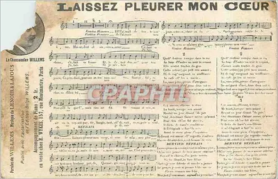 Deixe meu coração chorar — canção com acompanhamento de piano — Le Chansonnier WILLEMS, Paris