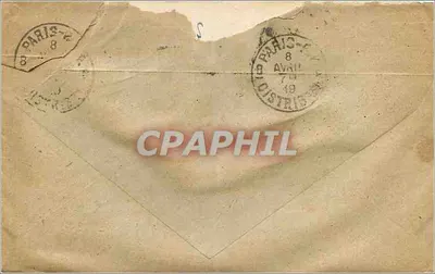 Paris - 8 Abril 1919 — Carta postal endereçada ao Sr. Le Monne em Paris — carimbo de 15c azul — Verso