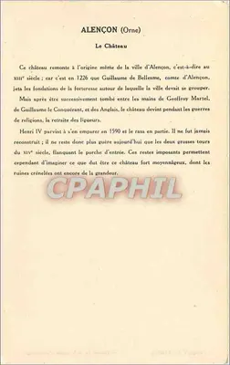 Alençon (Orne) — Zamek — Kolekcja Solution Pauwageye, 7. seria — Rewers