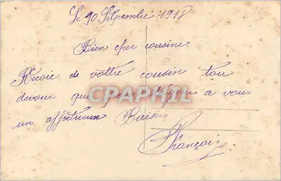 Arranjo de rosas e margaridas — paisagem de montanha — J.K. n° 9141 — Verso