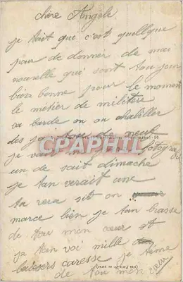 Soldado fumando um cachimbo — jovem mulher com vestido estampado — editor Granellès, n° 129 — Verso