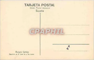 Burgos Cartuja — Grobowiec D. Jana II i D. Izabeli — Tarjeta Postal España — Rewers