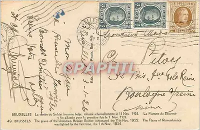 Tumba do Soldado Desconhecido belga — Bruxelas — Editor: 49 BRUSSELS — Verso