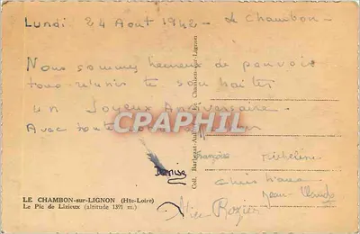 O Pic de Lizieux — Chambois-sur-Lignon — Coleção Barbier-Aubert-Lignon — Verso