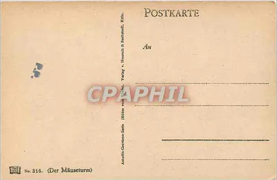 Der Mäuseturm — vista do castelo sobre a água — editor Attaudin-Grudtman, série 'Bilder von Reise' n°316 — Verso