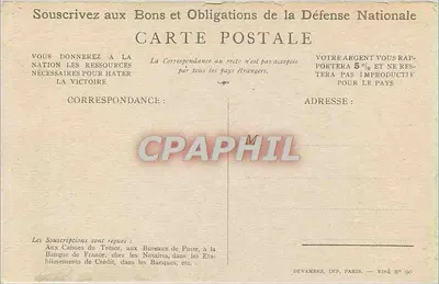 Soldado em ação — Slogan patriótico — Devambez, Imp. Paris, N° 90 — Verso