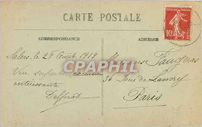 Visão pitoresca das montanhas do Cantal — Puy Mary e Puy Grion — editor Auriol — Verso