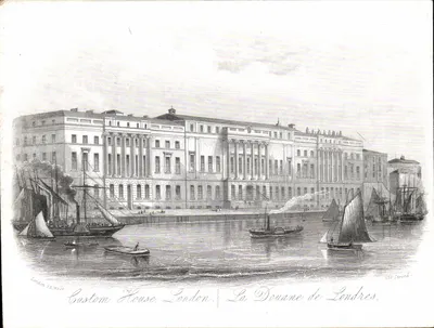 A Alfândega de Londres — vista do Custom House — gravura de J.Z. Wood, n° 278, Serond