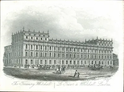 O Tesouro em Whitehall, Londres — gravura de J.T. Wood — n° 278 Semand