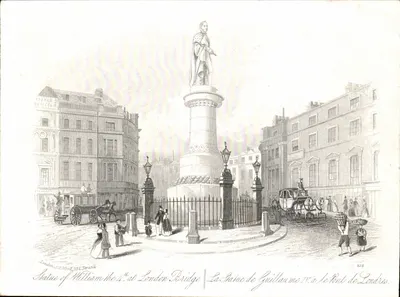 Estátua de Guilherme IV em Londres — Ponte de Londres — gravura de J. Wood, n°225