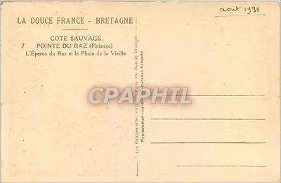 Pointe du Raz - Farol da Velha — Editor: Les Éditions d'Art, Paris — Verso