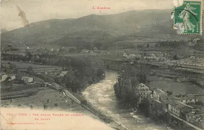 Foix — Vista sobre a vallé de l'Ariège acima — Fototipo Jabouche Frères, Toulouse