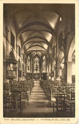 Baume-lès-Dames — Interior da igreja — editor Braun & Cie, n° 5127