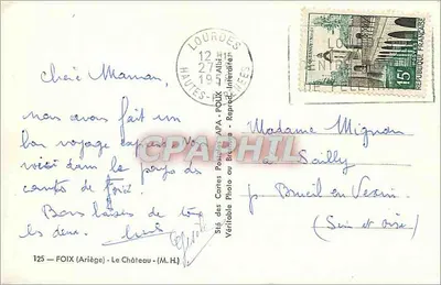 O Castelo de Foix — Ariège — editor APA n°125 — Verso