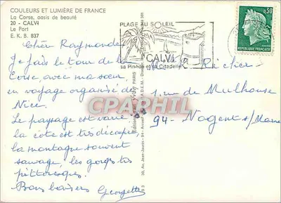 Port w Calvi — Korsyka, oaza piękna — Wydawnictwo Jean-Jaurès, nr 94 — Rewers