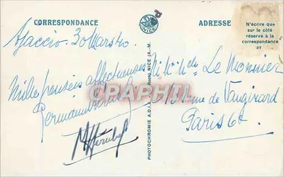 Ajaccio — Vista Geral dos Quais — Adia, n° 12262 — Verso