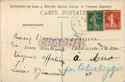 Ajaccio (Córcega) — Casa de Napoleón I — J. Moretti, n°419 — Reverso