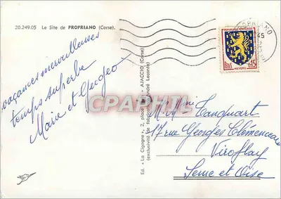 Propriano — Vista del lago — La Cigüeña — Reverso