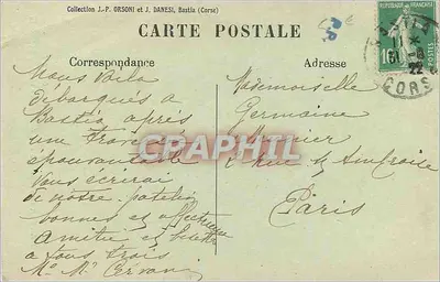 Bastia (Córsega) — Estátua de Napoleão I, praça St-Nicolas — Cliché G. Saumade — Verso