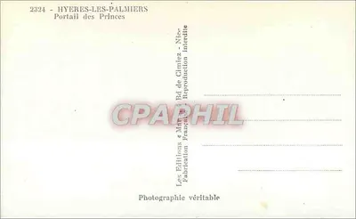 Hyères-les-Palmiers — Portal dos Príncipes — Les Éditions & Martin, Nîmes — Verso