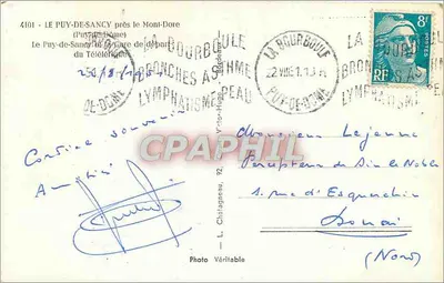 Puy-de-Sancy — stacja telegraficzna — Photo Véritable — Rewers