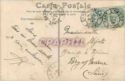 Amiens — Katedra, Portal Matki Boże (Wyjście z Kościoła) — HERBOUT, papeteria, 19 rue de Noyon — Rewers