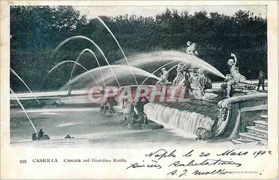 कैसर्टा — राजकीय बगीचे में झरना — लिच्टर & को. नैपोली नंबर 393