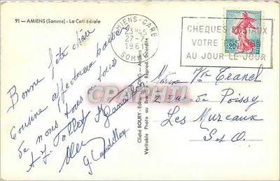 Amiens (Somme) — Katedra — Cliché BOURY, Wydawnictwo BOURY, nr 91 — Rewers