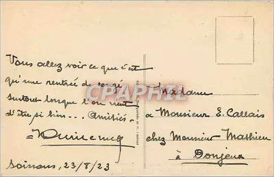 Soissons — O Novo Ponte após a 1ª Invasão (31 de agosto de 1914) — Editor não identificado — Verso