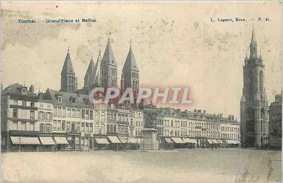 Tournai — Grand'Place e Beffroi — L. Lugnert, Bruxelas, N° 45