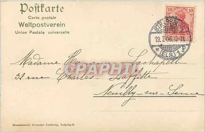 Strasburg - Stara świątynia św. Piotra Młodego — wydawca: Kunstanstalt Hermann Ludewig, Lipsk — Rewers
