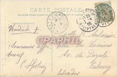A Loge do Teatro, perto do Rocher de la Vierge — Pitoresco de Biarritz — Edição A. Simons N° 15 — Verso