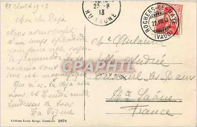 Widok z wierzchołka Rochers de Naye — Wysokość 2045 m — Wydawnictwo Louis Burgy, Lausanne 2674 — Rewers