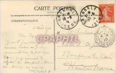 Grenoble — Pejzaż ogólny — Most Francji i ulica St-André. Pejzaż wykonany z Jardins des Dauphins. — Rewers