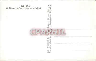 Béthune — Grand'Place i Belfiernik — Wydawnictwo Fauchois — Rewers