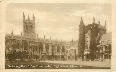Oxford, Quadrilátero do Magdalen College — Fundado A.D. 1458 — sem editor ou número visível