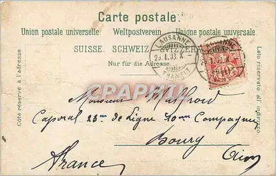 Stara pocztówka Grand Pont Lausanne — Rewers